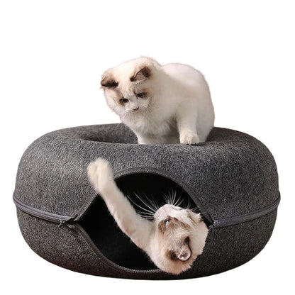 Fluffy Zen™ Tunnel Cat Bed